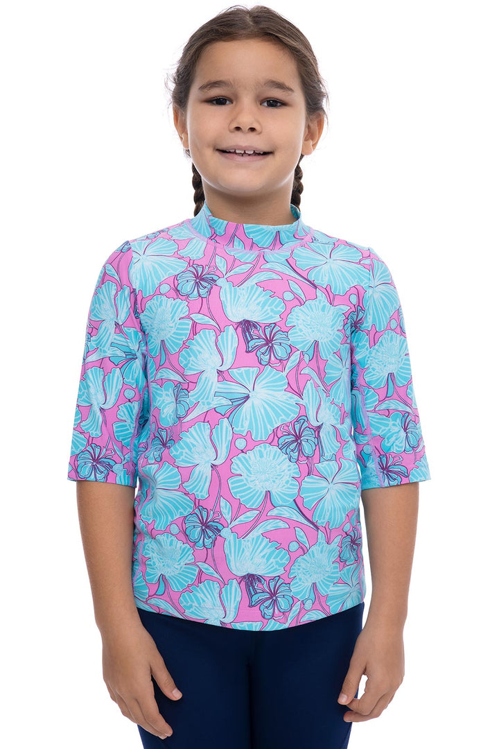 Kid's Sandshark Short Sleeve Surf Shirt | Tropical Orchid Botanical Floral