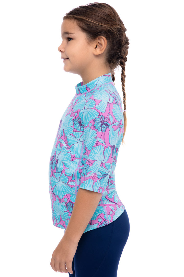 Kid's Sandshark Short Sleeve Surf Shirt | Tropical Orchid Botanical Floral