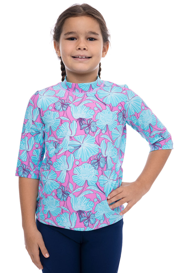 Kid's Sandshark Short Sleeve Surf Shirt | Tropical Orchid Botanical Floral