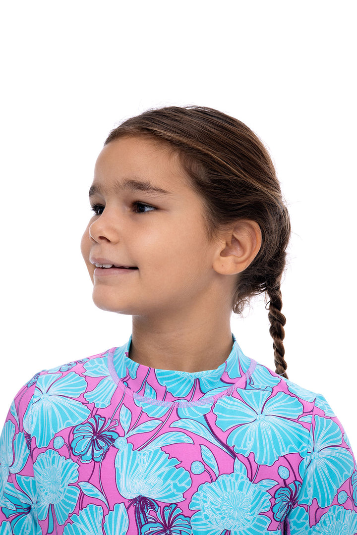 Kid's Sandshark Short Sleeve Surf Shirt | Tropical Orchid Botanical Floral