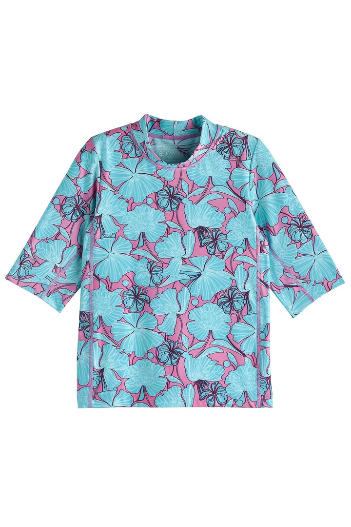 Kid's Sandshark Short Sleeve Surf Shirt | Tropical Orchid Botanical Floral