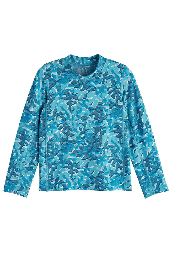 Kid's Sandshark Long Sleeve Surf Shirt | Aruba Blue Sea Camo