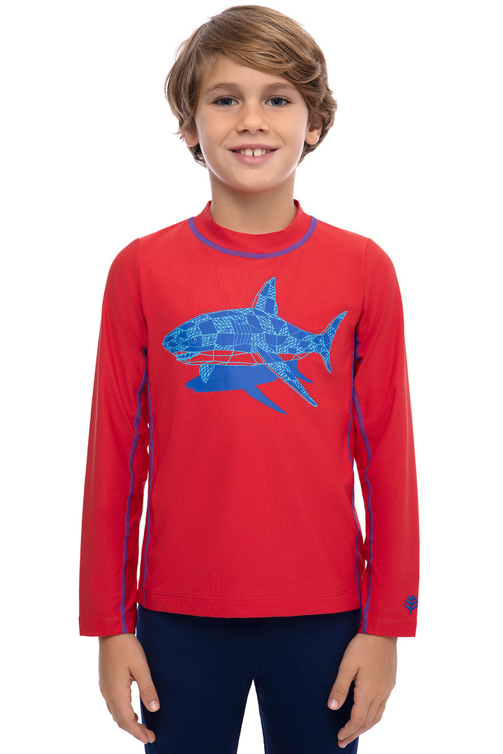 Sandshark Long Sleeve Surf Shirt | Radiant Red Shark Shadow