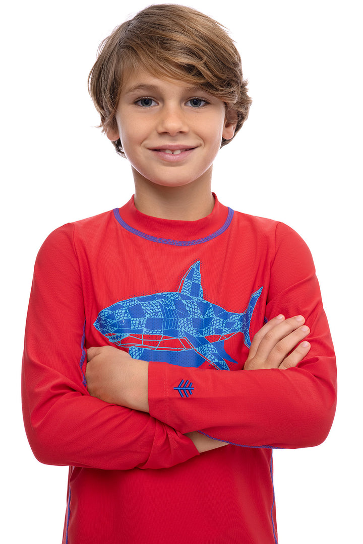 Sandshark Long Sleeve Surf Shirt | Radiant Red Shark Shadow