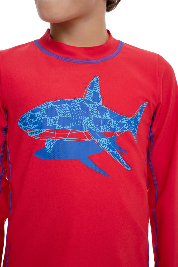 Sandshark Long Sleeve Surf Shirt | Radiant Red Shark Shadow