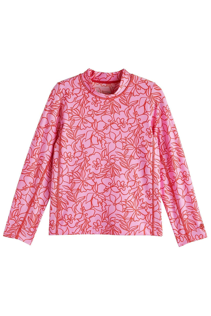 Kid's Sandshark Long Sleeve Surf Shirt | Tropical Orchid Sketched Floral