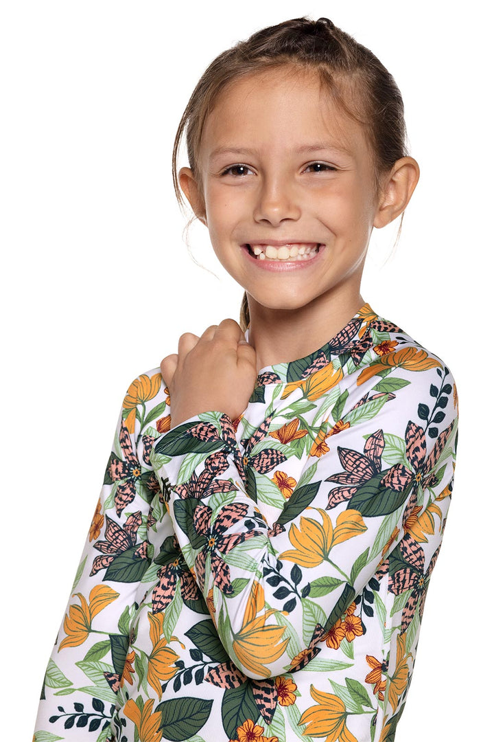 Kid's Sandshark Long Sleeve Surf Shirt | Apricot Crush Floral Paradise