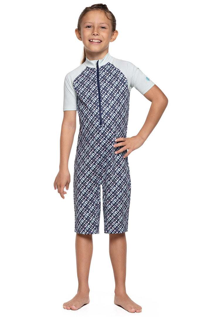 Kid's Barracuda Neck-to-Knee Swimsuit | Navy Gulf Stream Stripe