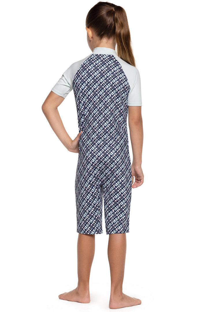 Kid's Barracuda Neck-to-Knee Swimsuit | Navy Gulf Stream Stripe