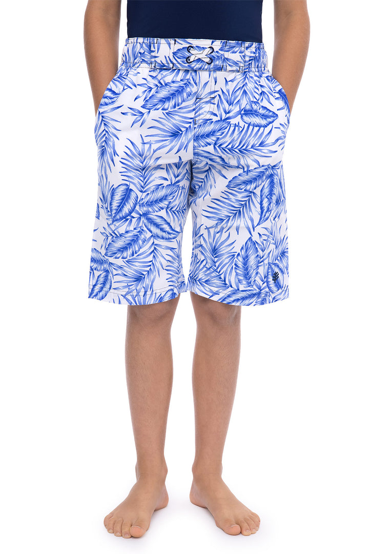 Boy's Island Swim Trunks | White Ohana Palm