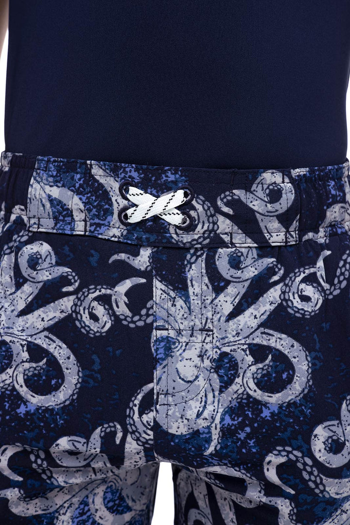 Boy's Island Swim Trunks | Navy Octopus