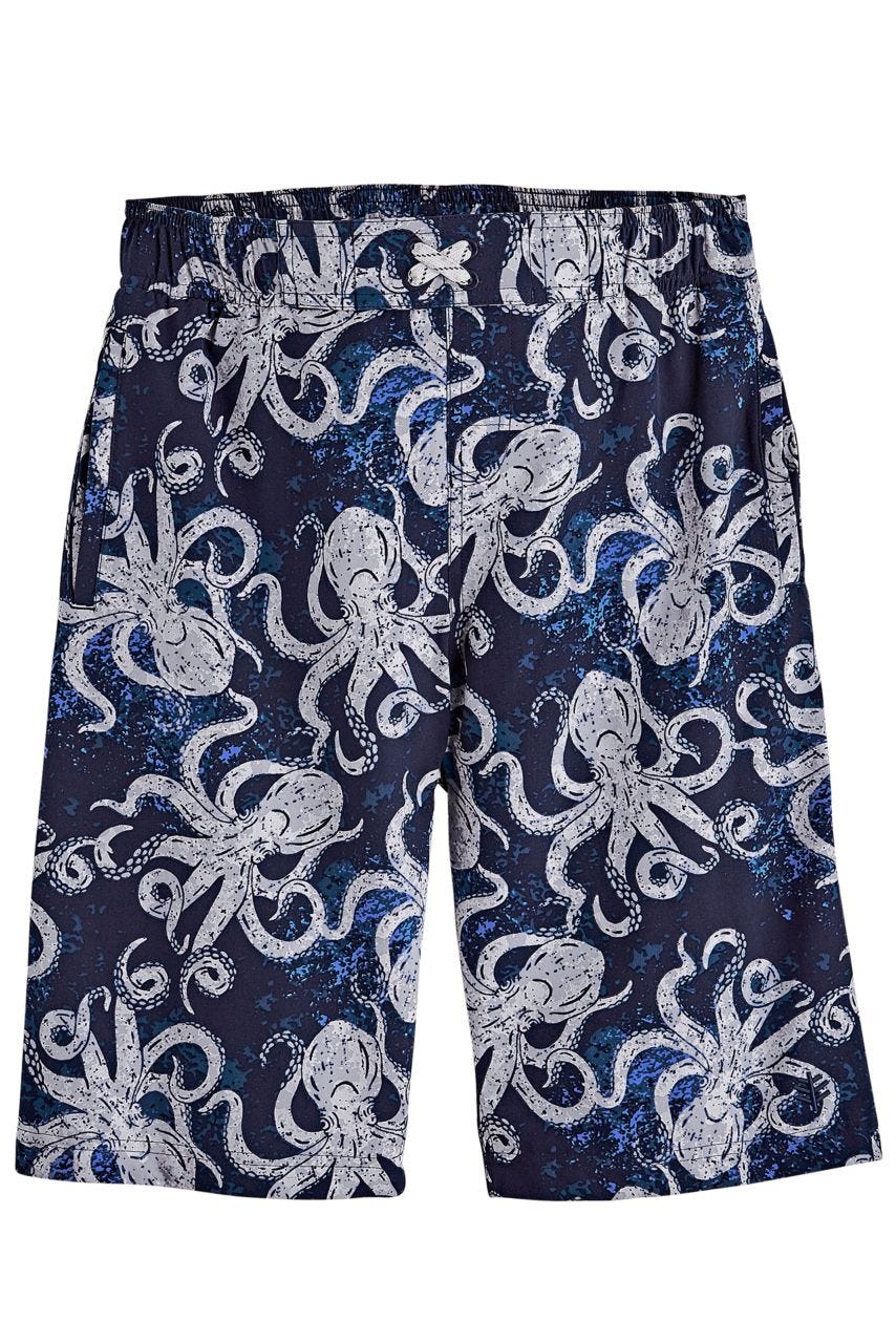 Boy's Island Swim Trunks | Navy Octopus UPF 50+