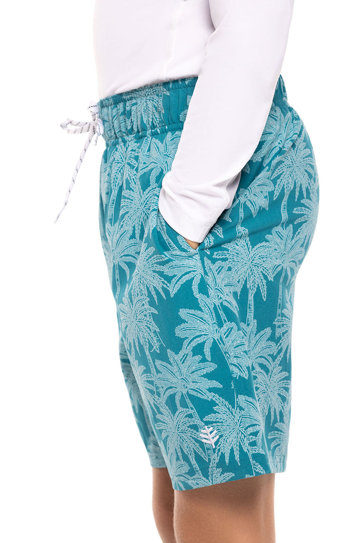 Boy's Island Swim Trunks | Tahitian Teal Swaying Palms