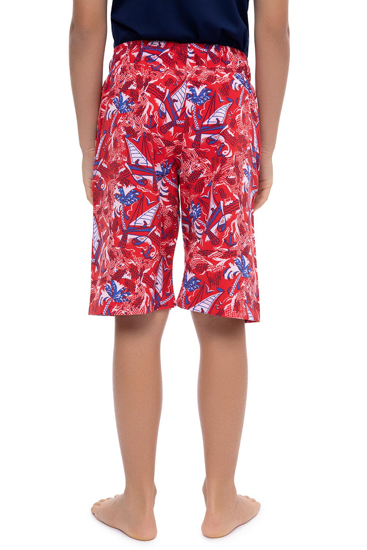 Boy's Island Swim Trunks | Radiant Red Anchors Away