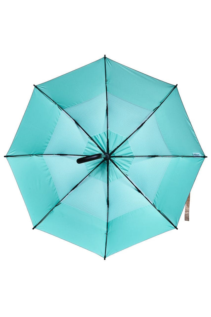 48 Inch Calotta Fashion Umbrella | Gold/Aqua Metallic