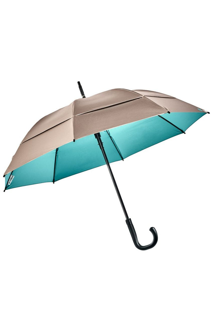 48 Inch Calotta Fashion Umbrella | Gold/Aqua Metallic