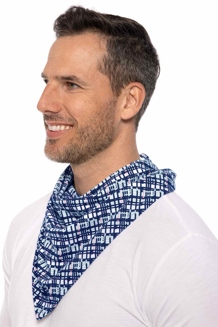 Unisex Virasana Performance Sun Bandana | Navy Gulf Stream Stripe