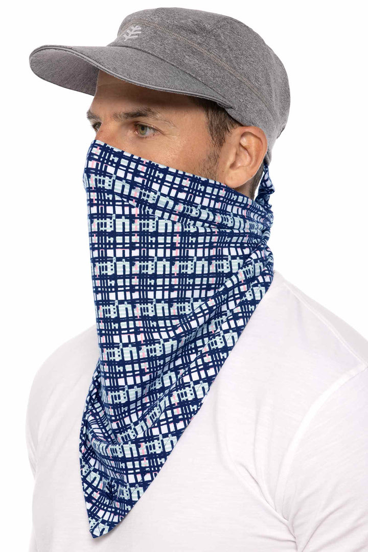 Unisex Virasana Performance Sun Bandana | Navy Gulf Stream Stripe