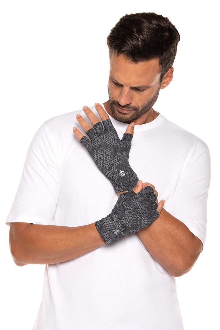 Ouray UV Fingerless Sun Gloves | Charcoal Coolibar Camo