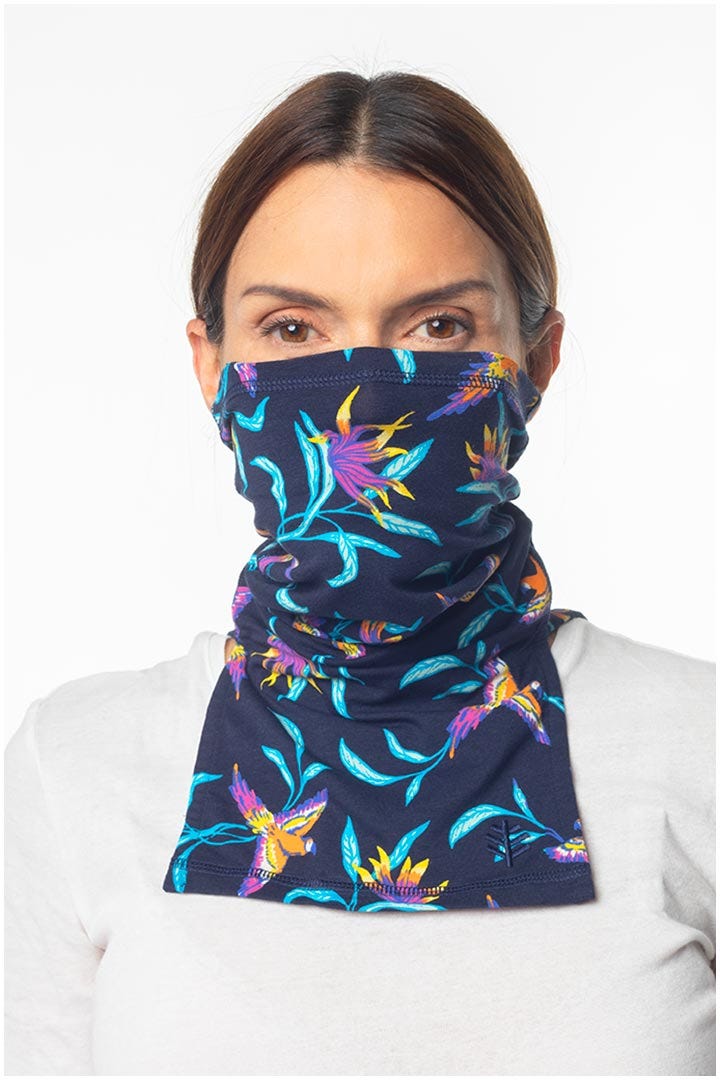 Key West Sun Neck Gaiter | Navy Birds of Paradise