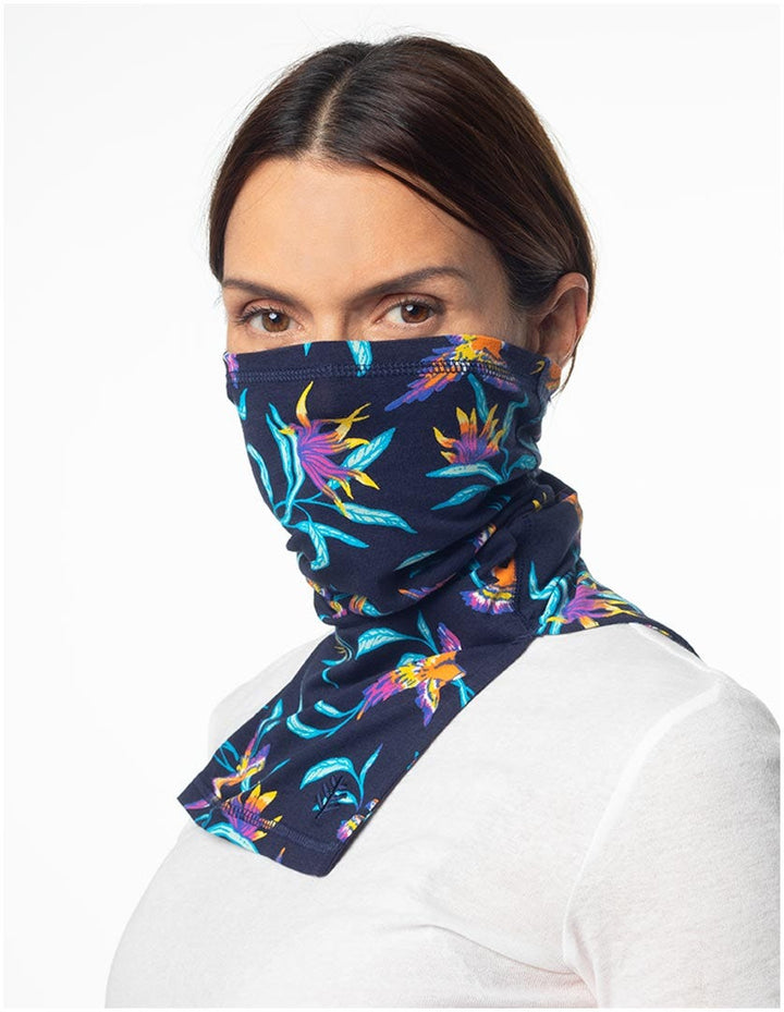 Key West Sun Neck Gaiter | Navy Birds of Paradise