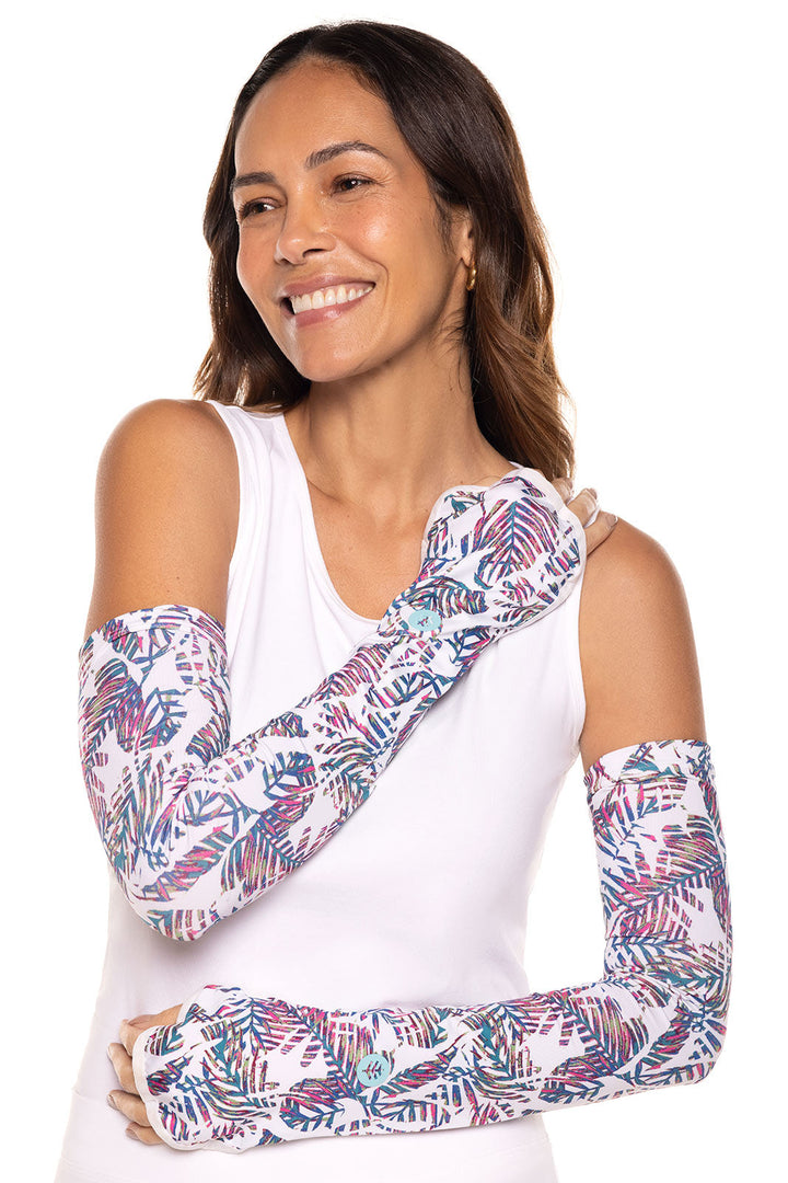 Women's Backspin Performance Sleeves | Magnolia Pink Beach Leaves