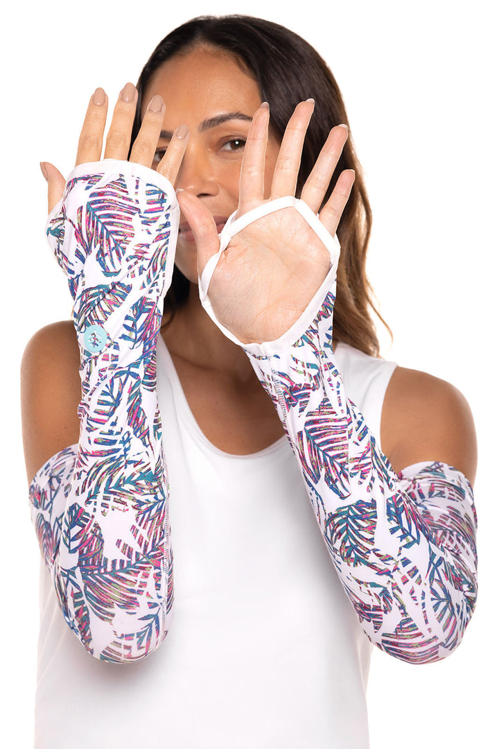 Women's Backspin Performance Sleeves | Magnolia Pink Beach Leaves