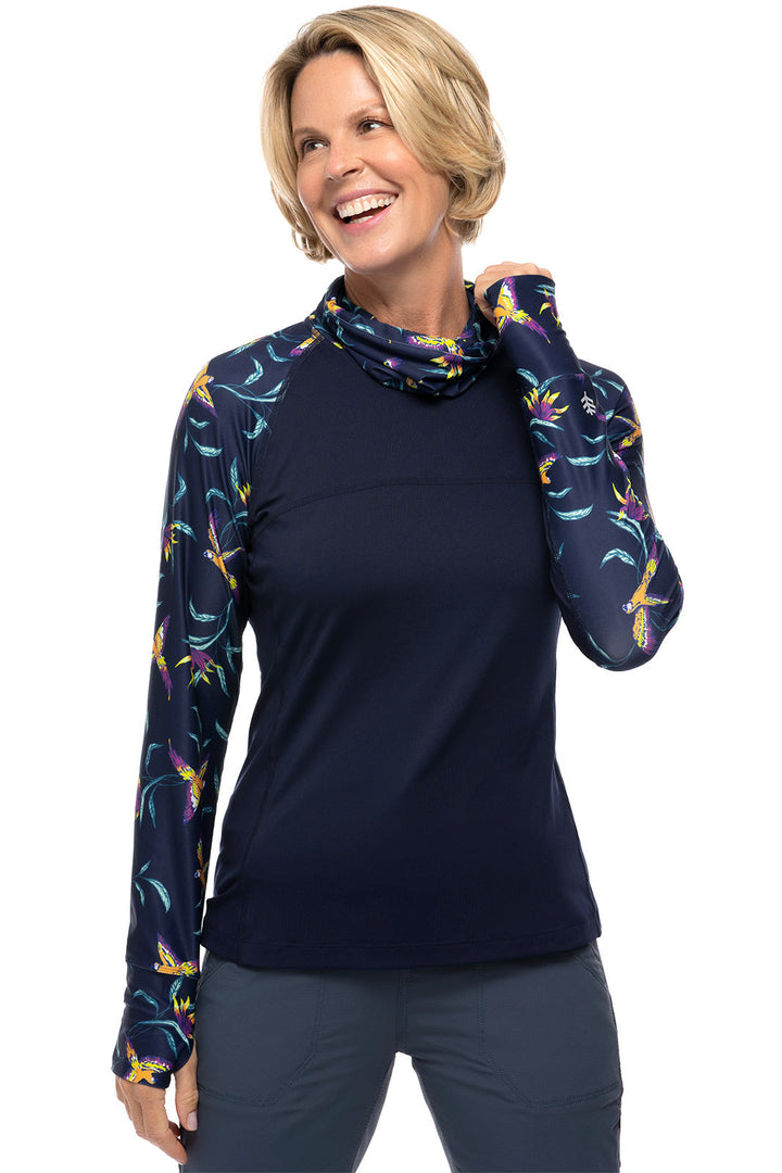 Women's Paros Sailing Tee | Navy Birds of Paradise