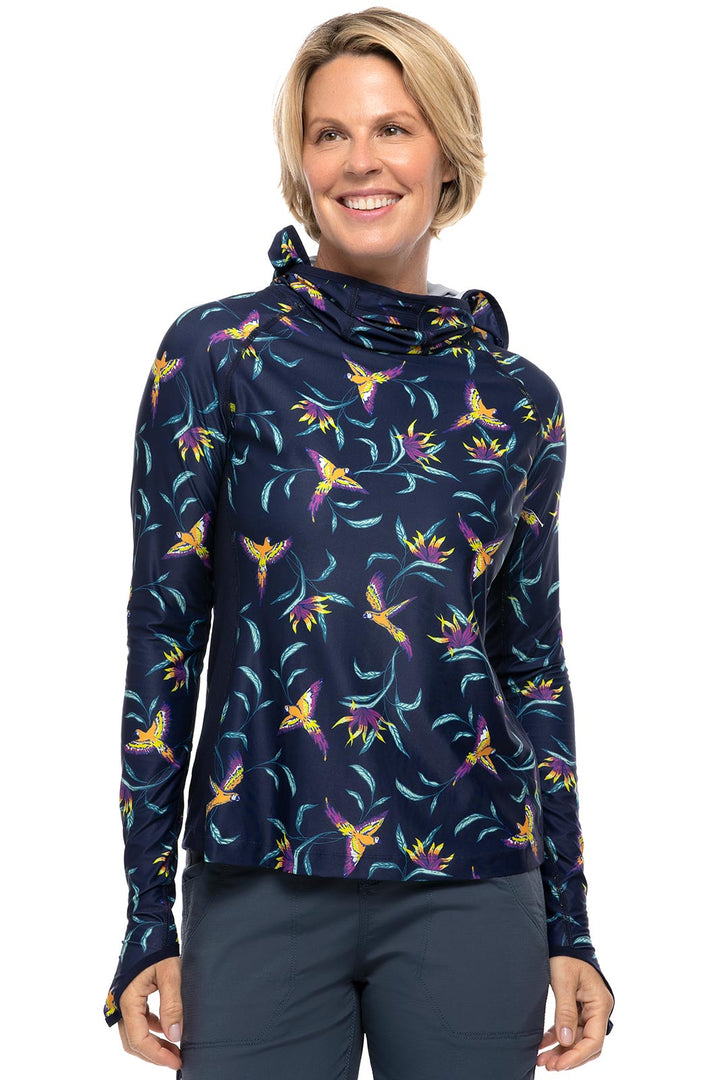 Women's Paros Sailing Hoodie | Navy Birds of Paradise