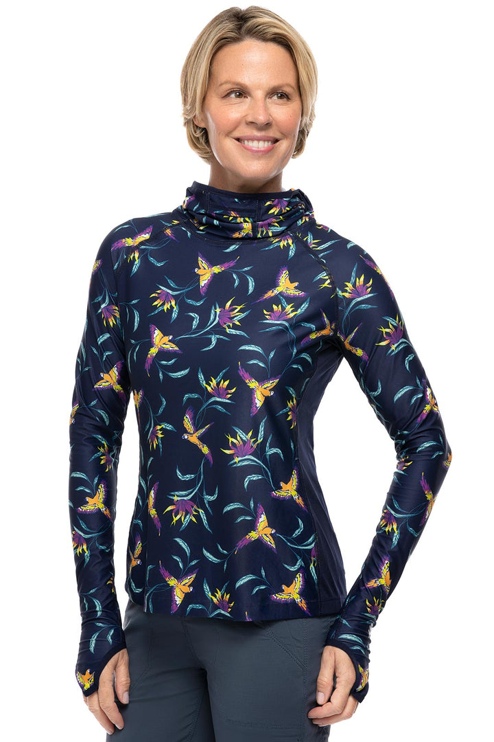 Women's Paros Sailing Hoodie | Navy Birds of Paradise