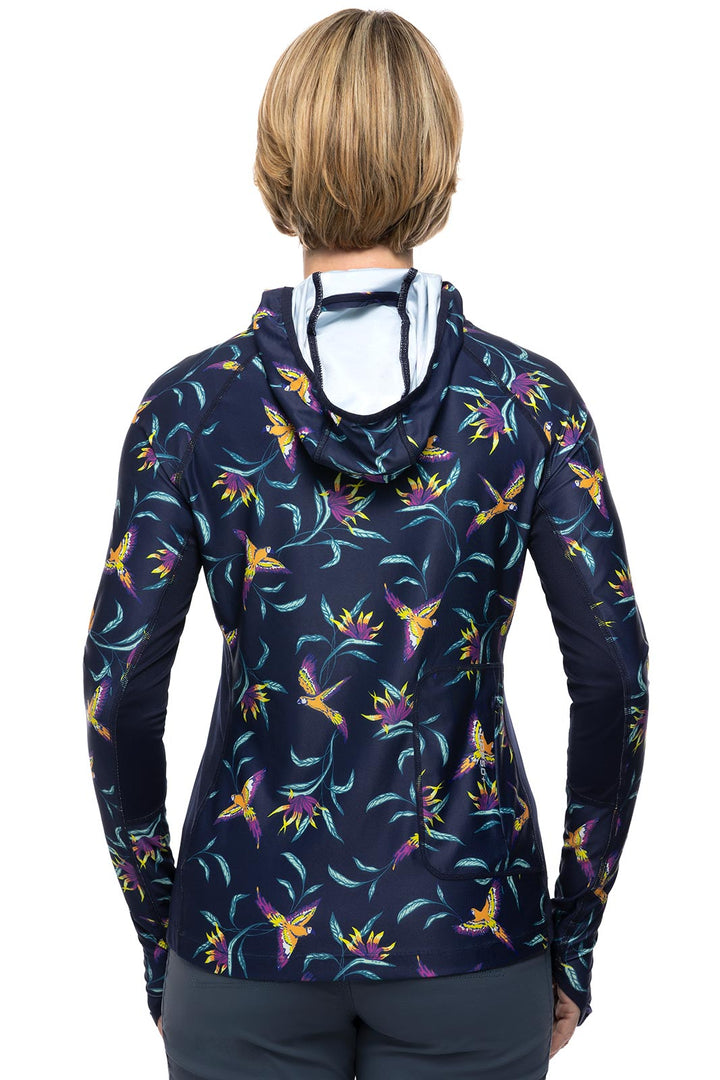 Women's Paros Sailing Hoodie | Navy Birds of Paradise