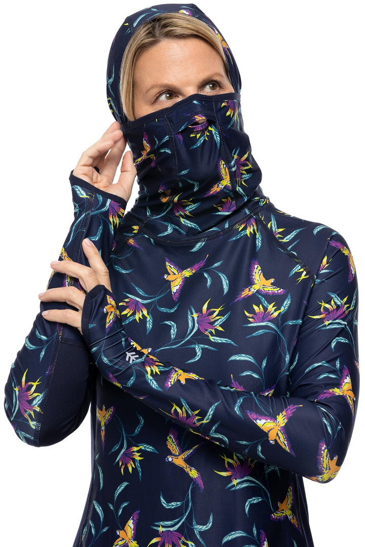 Women's Paros Sailing Hoodie | Navy Birds of Paradise