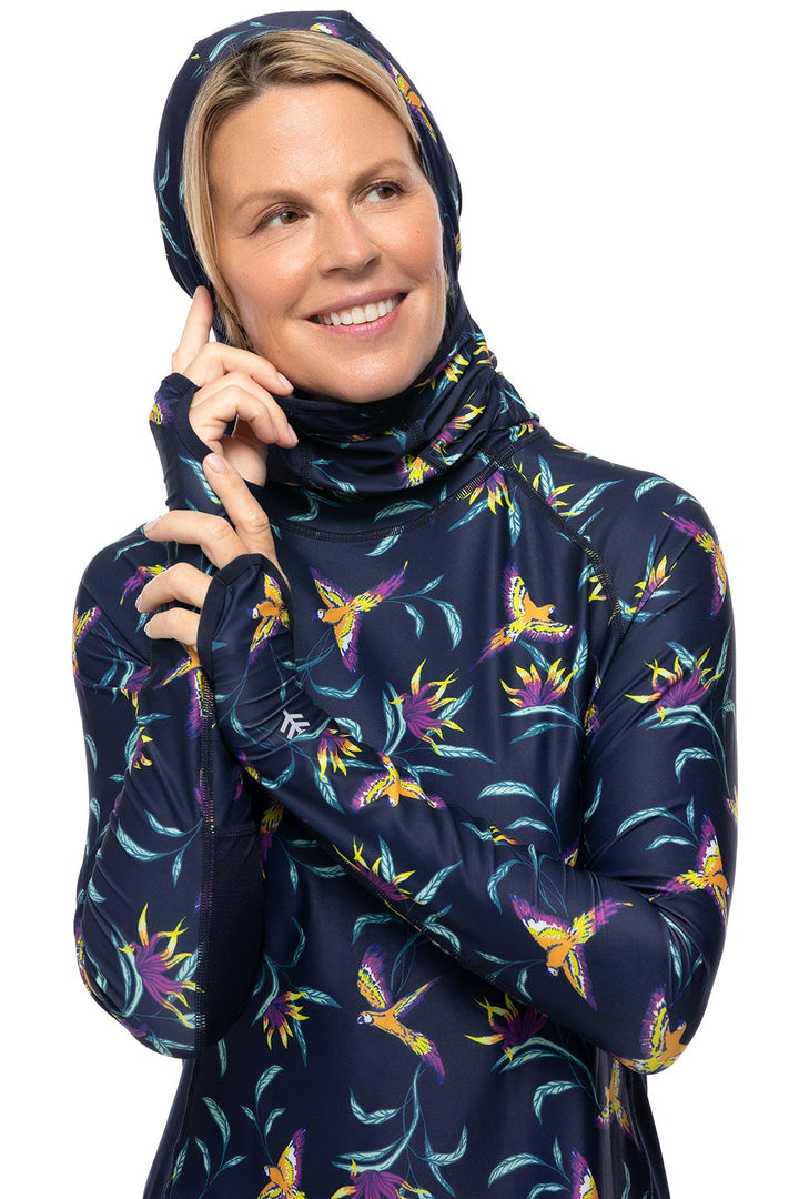 Women's Paros Sailing Hoodie | Navy Birds of Paradise