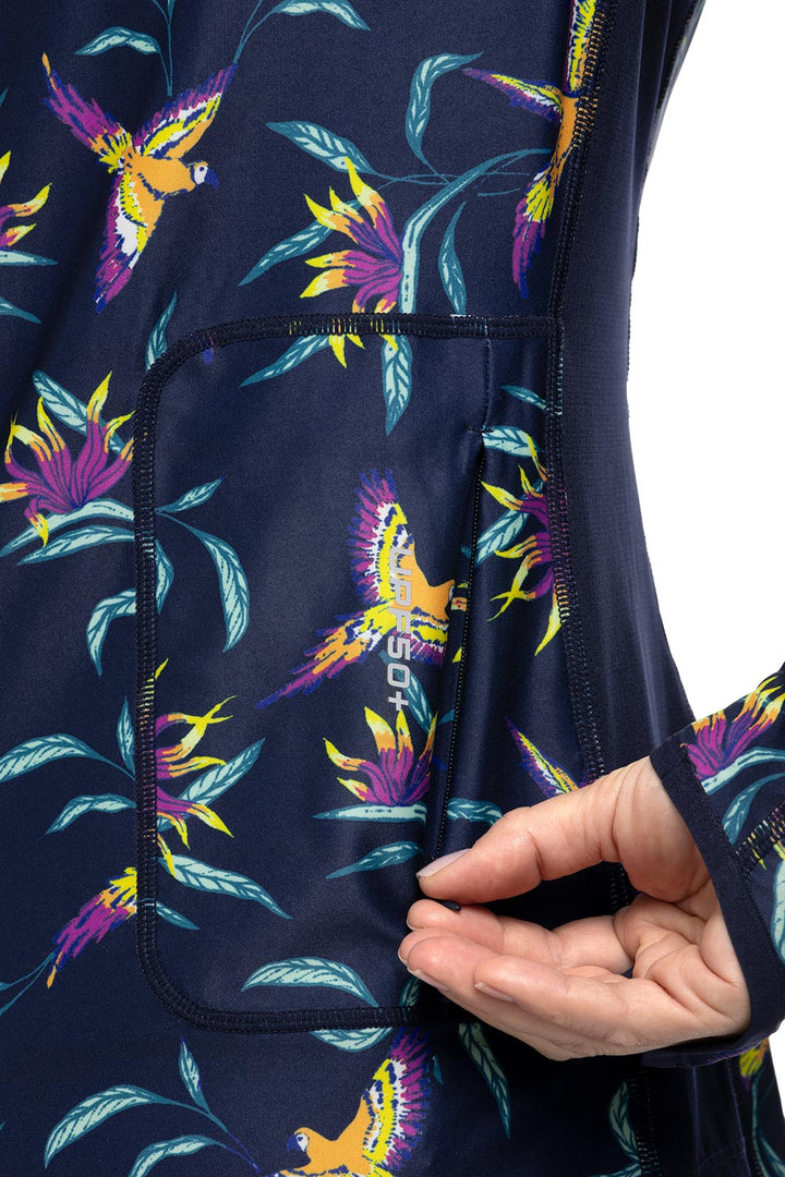 Women's Paros Sailing Hoodie | Navy Birds of Paradise