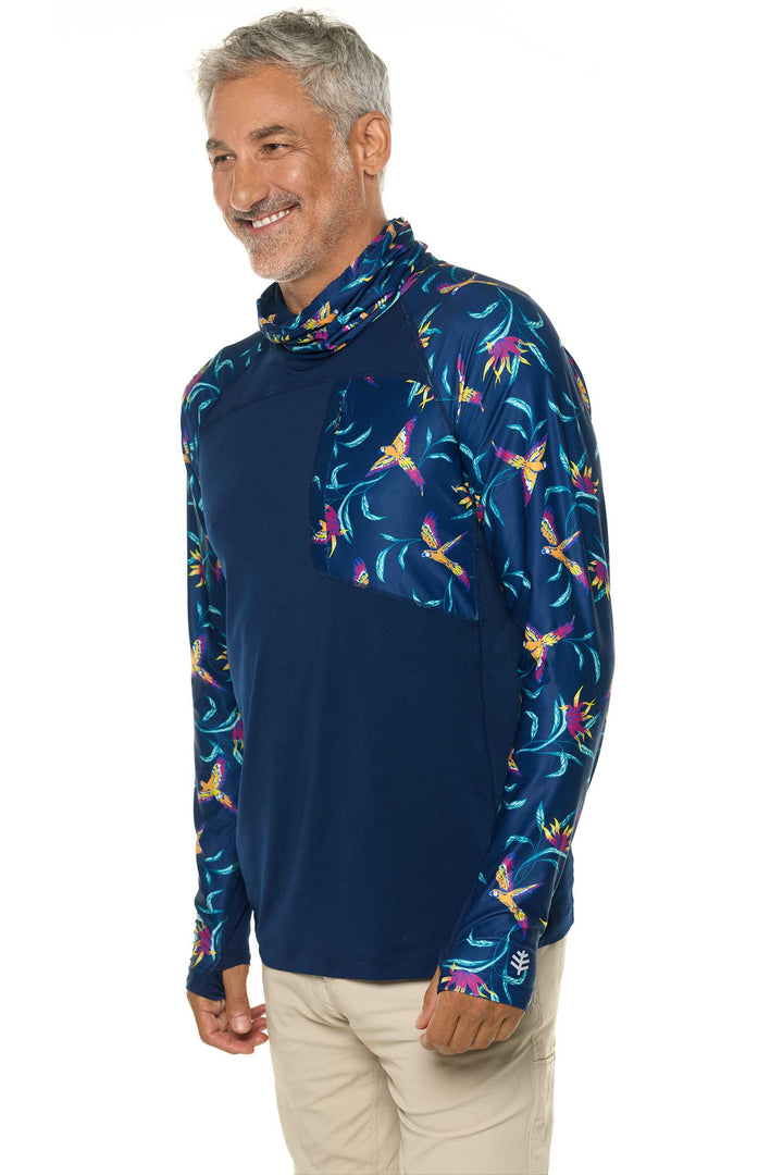 Men's Andros Fishing Tee | Navy Birds of Paradise