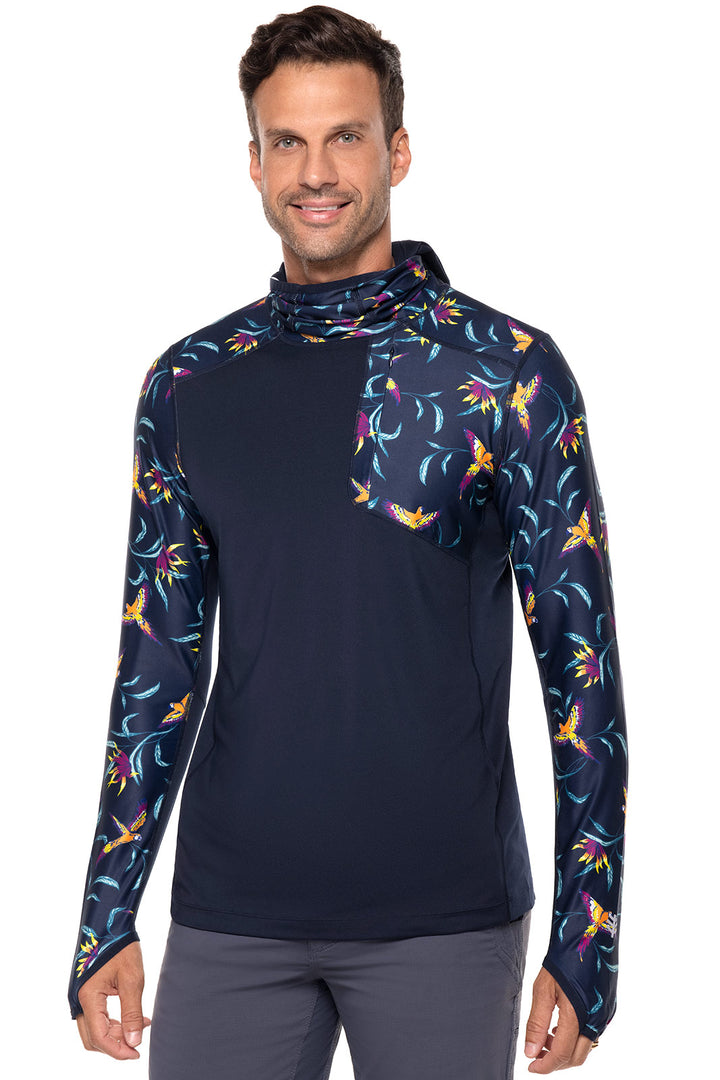 Men's Andros Fishing Hoodie | Navy Birds of Paradise