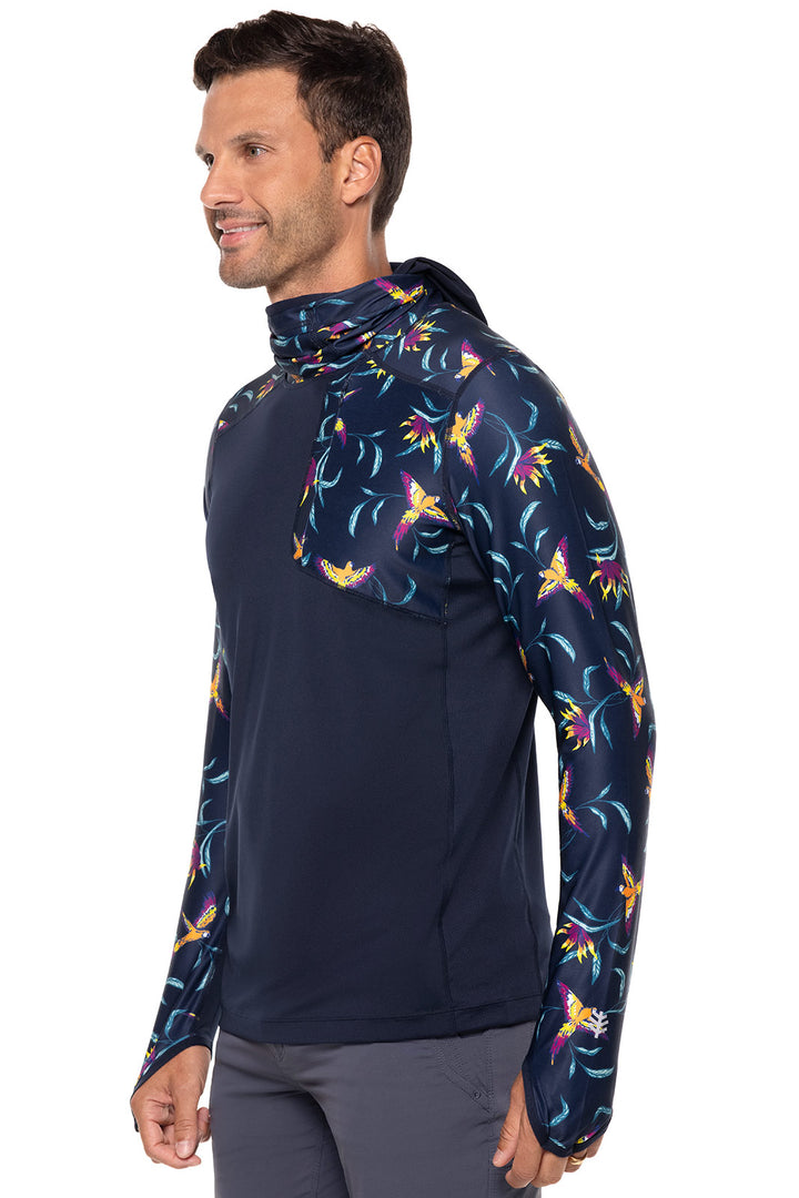 Men's Andros Fishing Hoodie | Navy Birds of Paradise