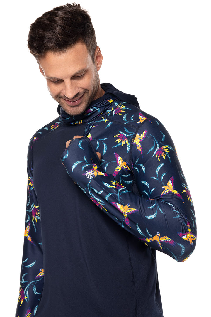 Men's Andros Fishing Hoodie | Navy Birds of Paradise