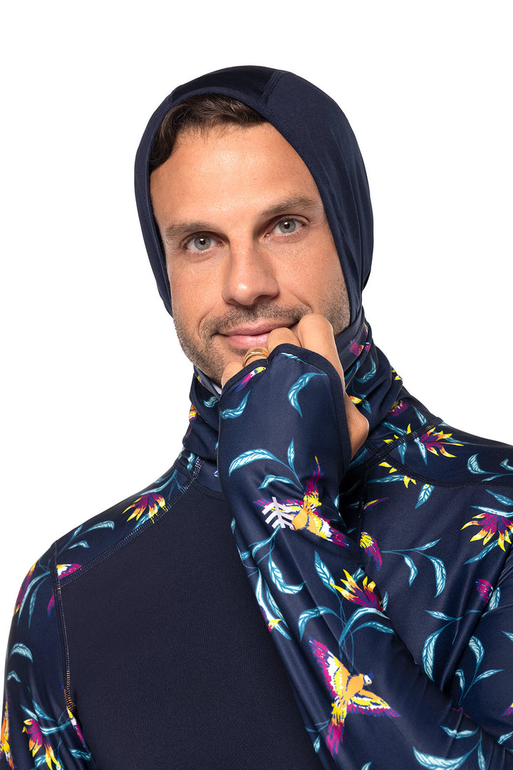 Men's Andros Fishing Hoodie | Navy Birds of Paradise