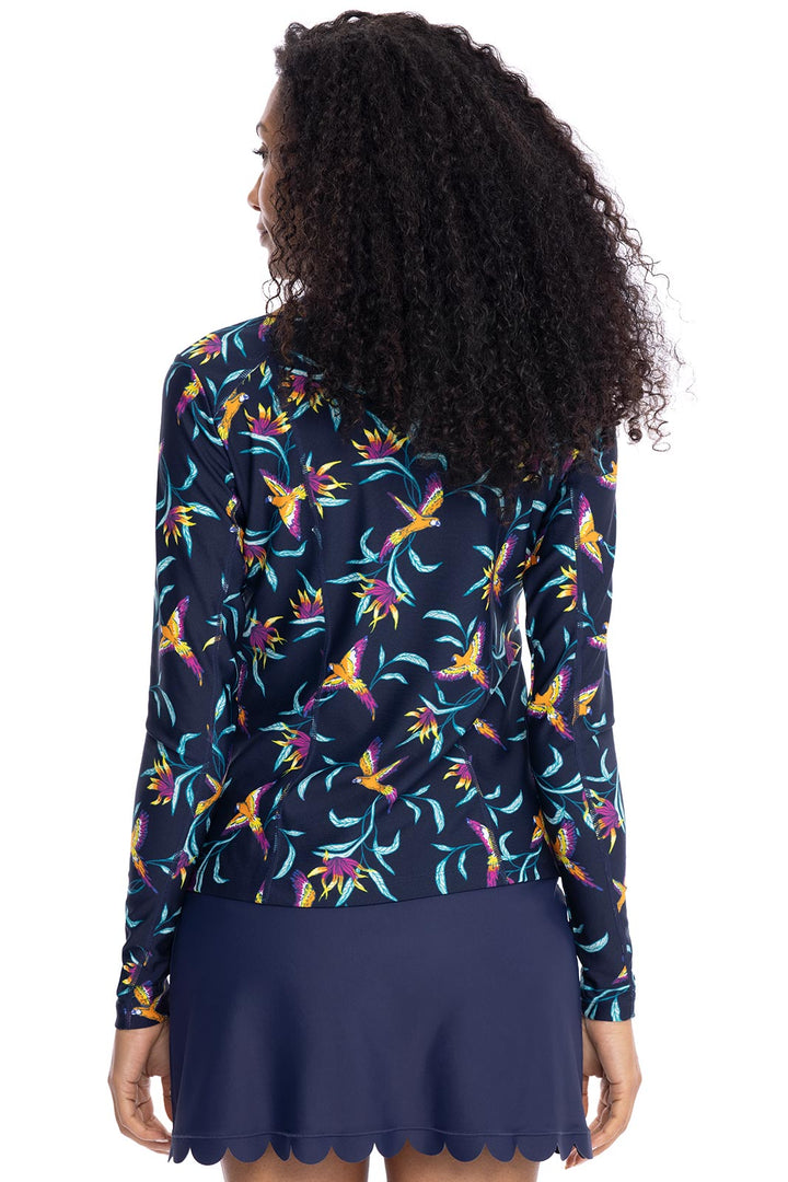 Women's Malawi Swim Jacket | Navy Birds of Paradise