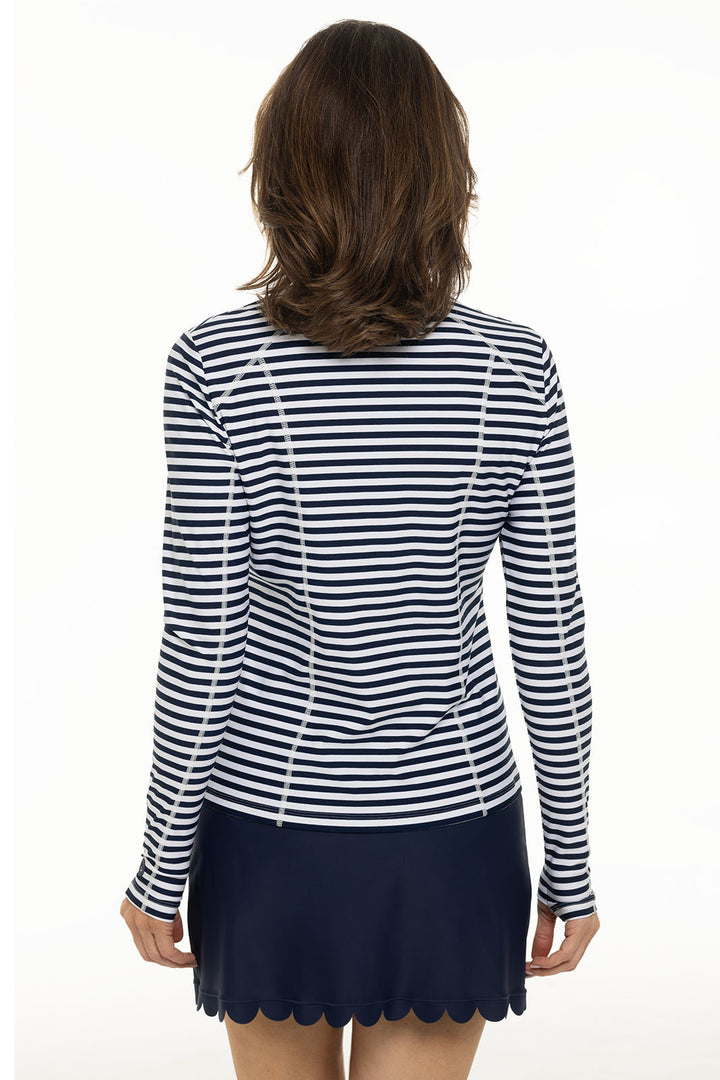 Women's Malawi Swim Jacket | White/Navy Stripe