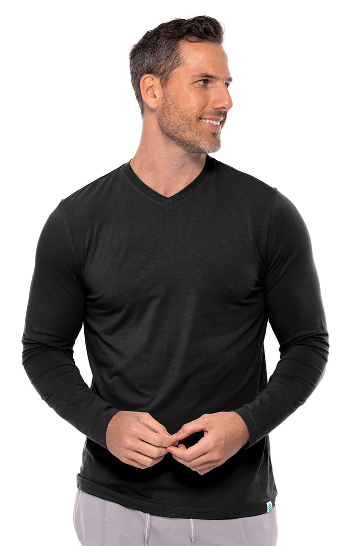 Men's Morada Everyday Long Sleeve V-Neck T-Shirt | Black