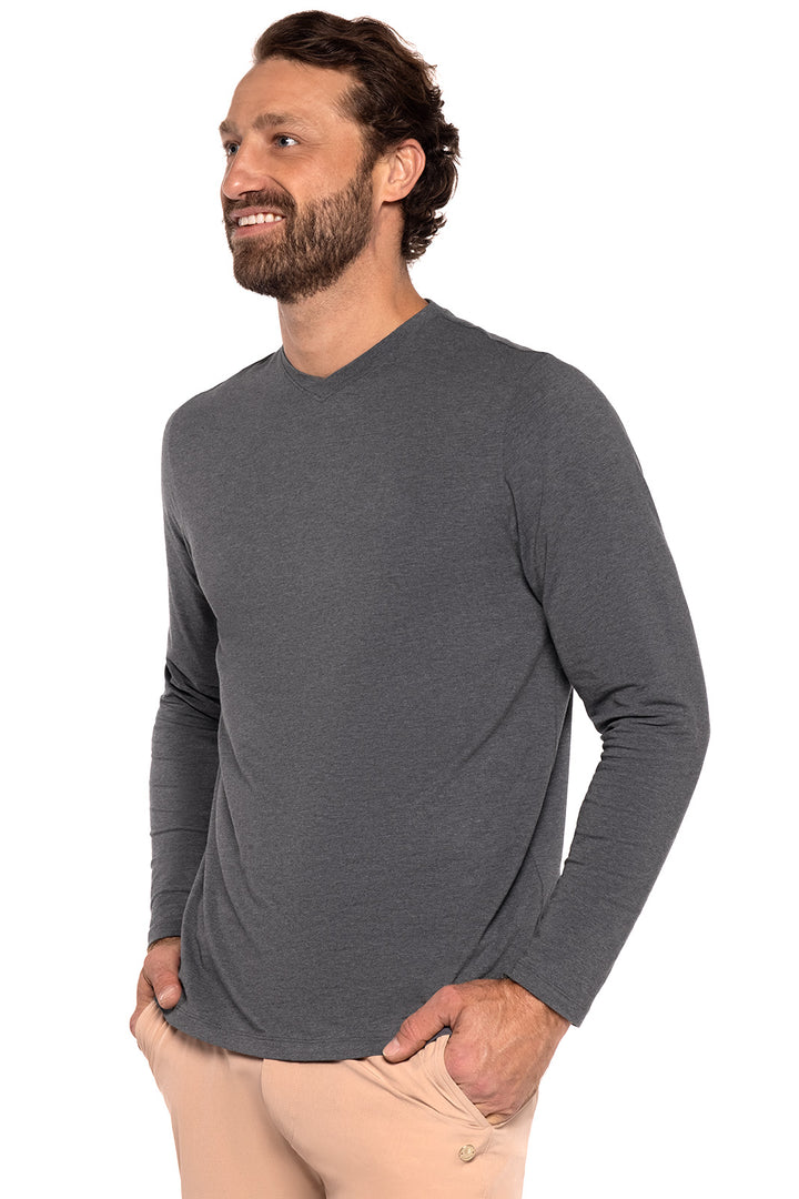 Men's Morada Everyday Long Sleeve V-Neck T-Shirt | Charcoal Heather