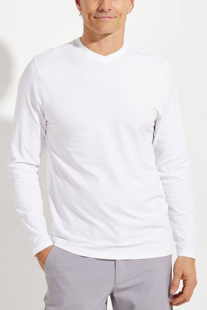 Men's Morada Everyday Long Sleeve V-Neck T-Shirt | White