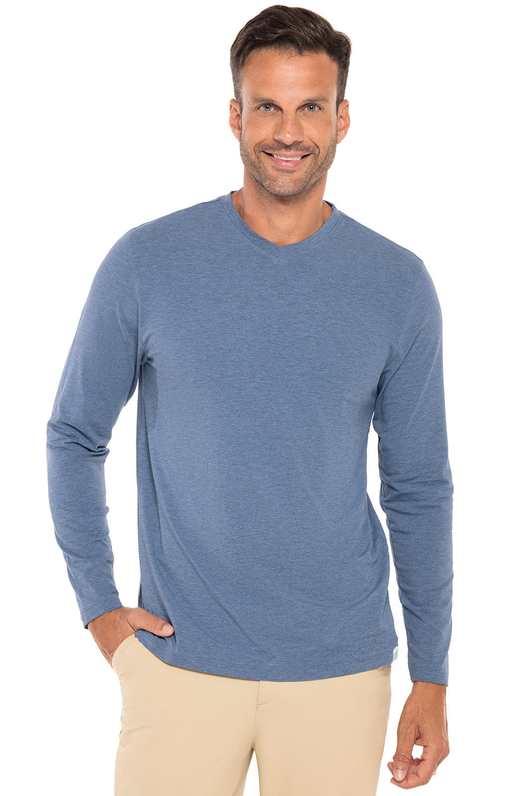 Men's Morada Everyday Long Sleeve V-Neck T-Shirt | Charcoal Heather