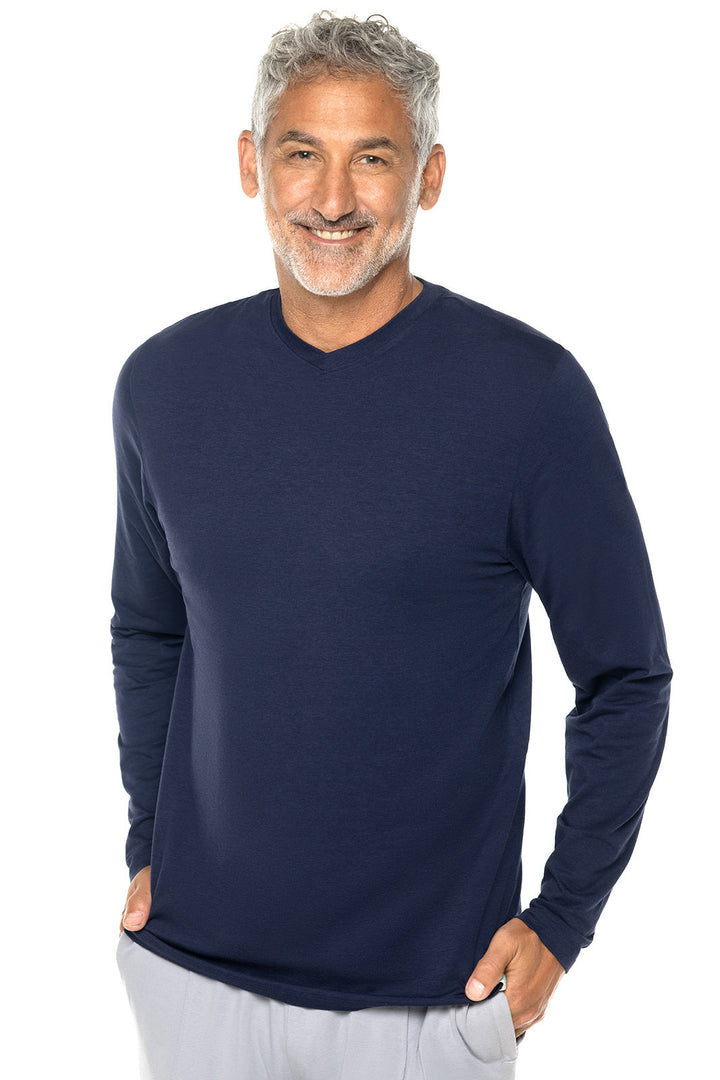 Men's Morada Everyday Long Sleeve V-Neck T-Shirt | Navy