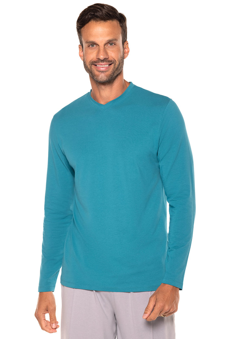 Men's Morada Everyday Long Sleeve V-Neck T-Shirt | Tahitian Teal