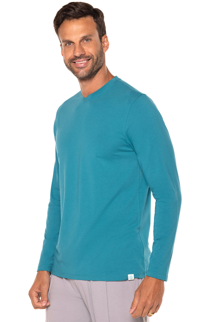 Men's Morada Everyday Long Sleeve V-Neck T-Shirt | Tahitian Teal