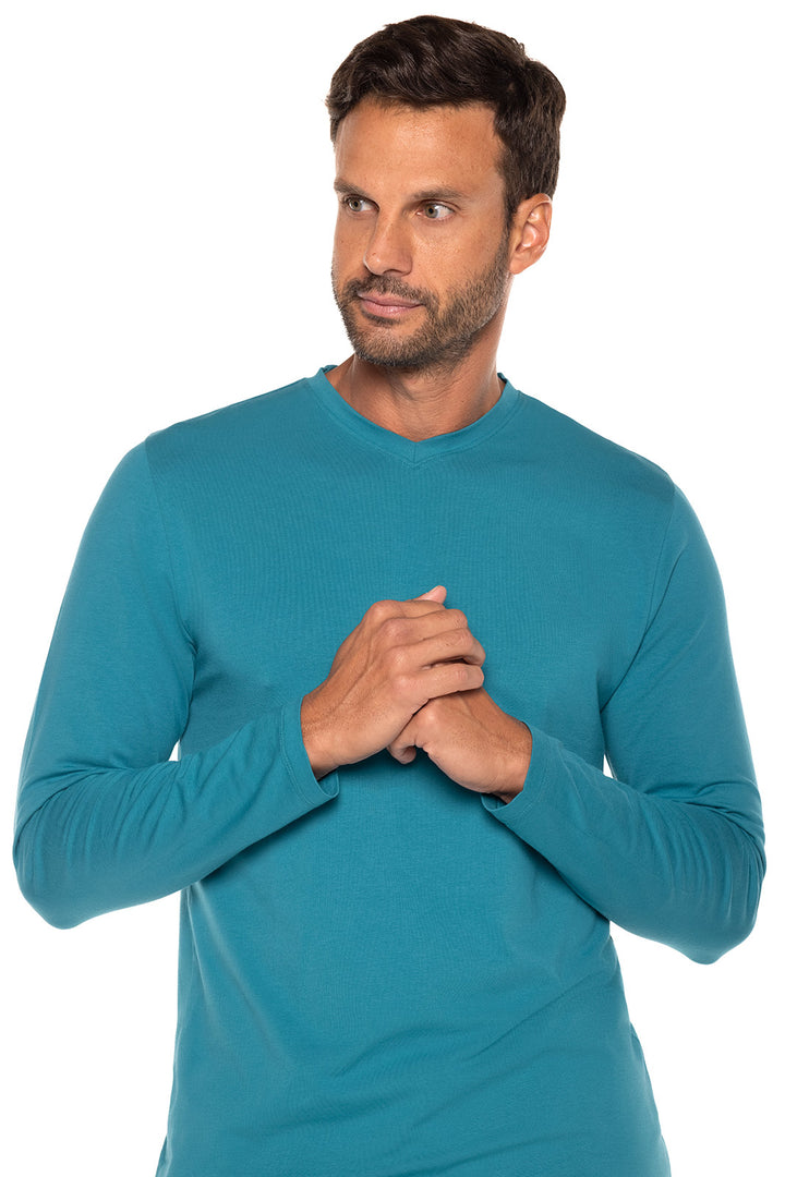 Men's Morada Everyday Long Sleeve V-Neck T-Shirt | Tahitian Teal