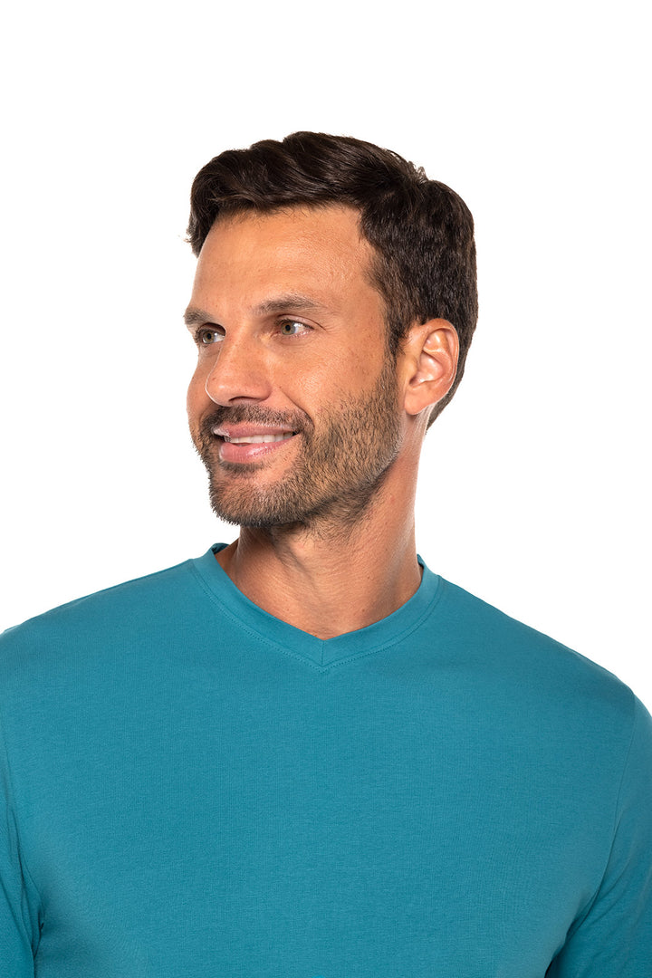 Men's Morada Everyday Long Sleeve V-Neck T-Shirt | Tahitian Teal